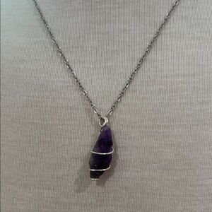 Amethyst Pendant Silver Necklace
